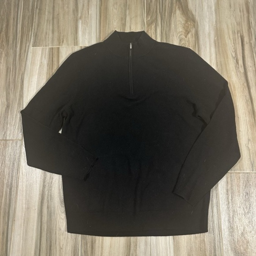 The‎ Commons Cashmere 1/4 quarter zip Sweater Black Size XL Casual Career